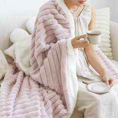 SOGA 2X 150x200cm Throw Blanket Bean Paste Pink Premium Milk Velvet Luxuriously Soft Cozy Bedding-1