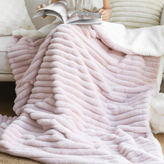 SOGA 2X 150x200cm Throw Blanket Bean Paste Pink Premium Milk Velvet Luxuriously Soft Cozy Bedding-3