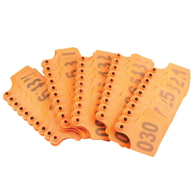 1-100 Cattle Number Ear Tag 6x7cm Set - Medium Orange Cow Sheep Livestock Label-0