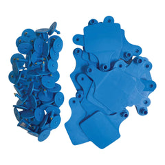 100x Cattle Ear Tags Set - 7.5x10cm XL Blue Blank Pig Cow Sheep Livestock Label-0