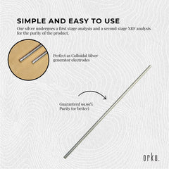 2x 8" Silver Rods 12 Gauge 99.99% High Purity Fine Soft Wire Colloidal Electrode-4