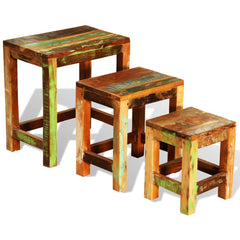 NNEVL Nesting Table Set 3 Pieces Vintage Reclaimed Wood-1