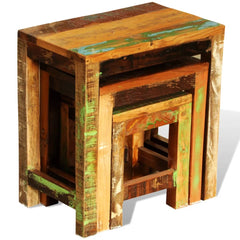 NNEVL Nesting Table Set 3 Pieces Vintage Reclaimed Wood-2