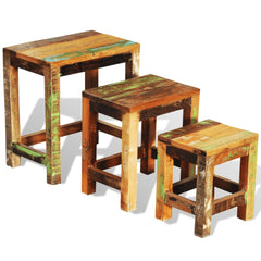 NNEVL Nesting Table Set 3 Pieces Vintage Reclaimed Wood-4
