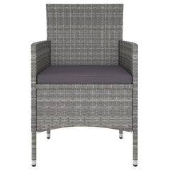 NNEVL 5 Piece Garden Dining Set Poly Rattan and Tempered Glass Grey-2