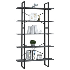 NNEVL 5-Tier Book Cabinet Grey 100x30x175 cm Pinewood-2