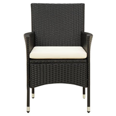 NNEVL 5 Piece Outdoor Dining Set with Cushions Poly Rattan Black-3