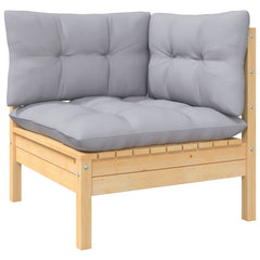 NNEVL 9 Piece Garden Lounge Set with Grey Cushions Solid Pinewood-3