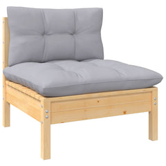 NNEVL 9 Piece Garden Lounge Set with Grey Cushions Solid Pinewood-4