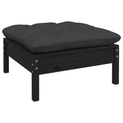 NNEVL 8 Piece Garden Lounge Set with Cushions Black Solid Pinewood-3