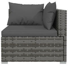 NNEVL 12 Piece Garden Lounge Set with Cushions Poly Rattan Grey