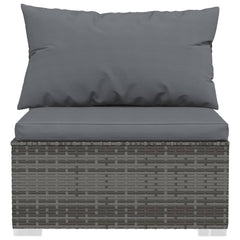 NNEVL 12 Piece Garden Lounge Set with Cushions Poly Rattan Grey