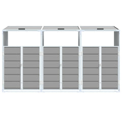 NNEVL Wheelie Bin Storage for Triple Bins Grey 216x81x115 cm Steel-4