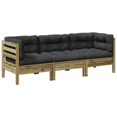 NNEVL 3 Piece Garden Sofa Set with Cushions Impregnated Wood Pine-1