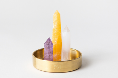 Clearing Energy Crystal Trio - Orange Calcite, Selenite + Amethyst-0