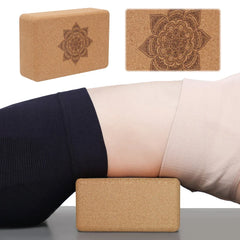NNETM Cork Yoga Block Set Non-Slip High Density (Brown)-1