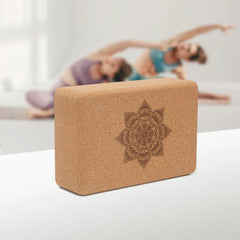 NNETM Cork Yoga Block Set Non-Slip High Density (Brown)-3