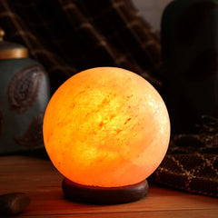 Himalayan Pink Salt Lamp - 6.5" Inches Ball Sphere Shape Carved Crystal Rock-3