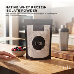 Orku 400g Whey Protein Isolate Powder WPI 90% Unflavoured Native Bag-1