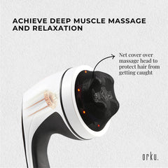 Orku Handheld Body Massager 4 Heads - Adjustable Speed for Neck Back Legs-2