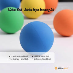 Social Hike High Bounce Hand Balls 4 Colour Pack - Rubber Super Bouncing Set-2