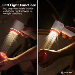 Social Hike Portable Camping Shower Head - Outdoor Rechargeable Pump LED Light-4
