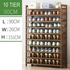 NNEDSZ 10 Tier Tower Bamboo Wooden Shoe Rack Corner Shelf Stand Storage Organizer-0