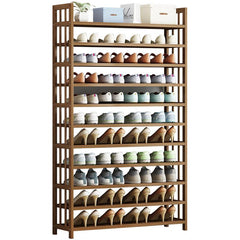 NNEDSZ 10 Tier Tower Bamboo Wooden Shoe Rack Corner Shelf Stand Storage Organizer-2