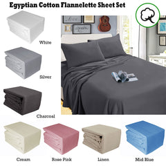 Ramesses Egyptian Cotton Flannel Sheet Set Silver Single-1
