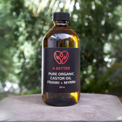 Pure Organic Castor Oil, Franki + Myrrh 200 mL - Amber Glass Bottle