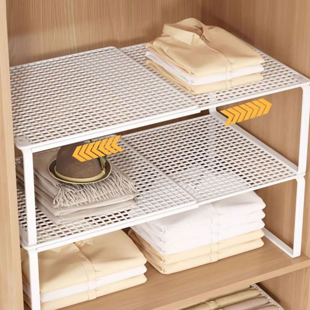 Expandable Cabinet Shelf Organizers, Stackable Kitchen Counter Storage Shelves Stand For Kitchen, Bathroom, Pantry, Tool Closet, Kitchen Small Stand Rack Organization