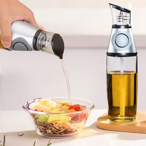 Press Type Metering Oil Bottle Transparent Kitchen Soy Sauce Vinegar Dispenser With Scale - Image 4