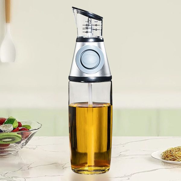 Press Type Metering Oil Bottle Transparent Kitchen Soy Sauce Vinegar Dispenser With Scale - Image 5