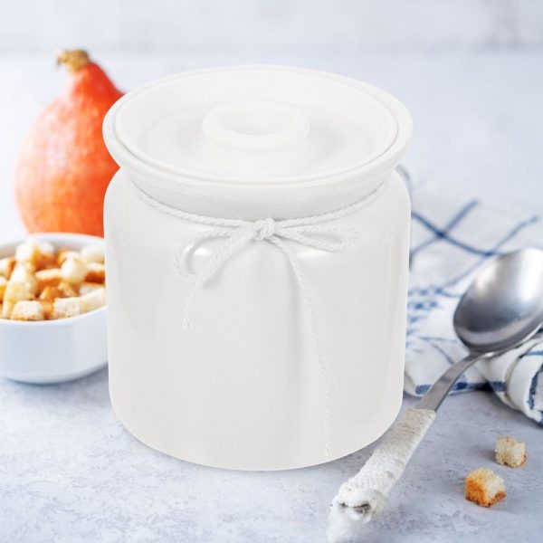 White Ceramic Condiment Jar for Kitchen Spice and Storage Use