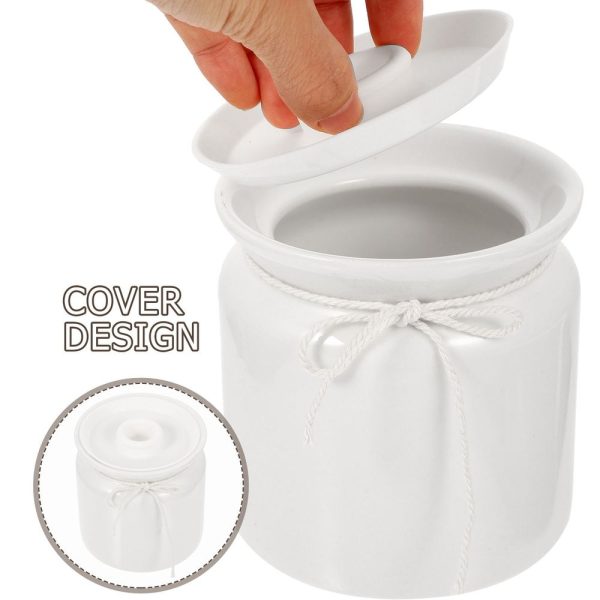 White Ceramic Condiment Jar for Kitchen Spice and Storage Use - Image 3