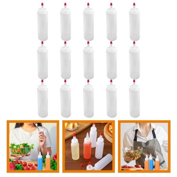 Sauce Squeeze Bottles White ABS for Condiments Salad Dressing and Liquid Storage 15Pcs - Image 2