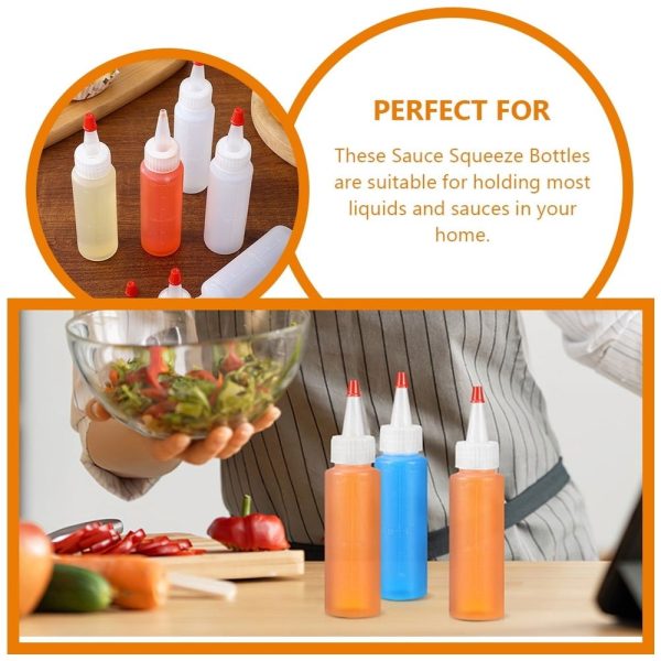 Sauce Squeeze Bottles White ABS for Condiments Salad Dressing and Liquid Storage 15Pcs - Image 3
