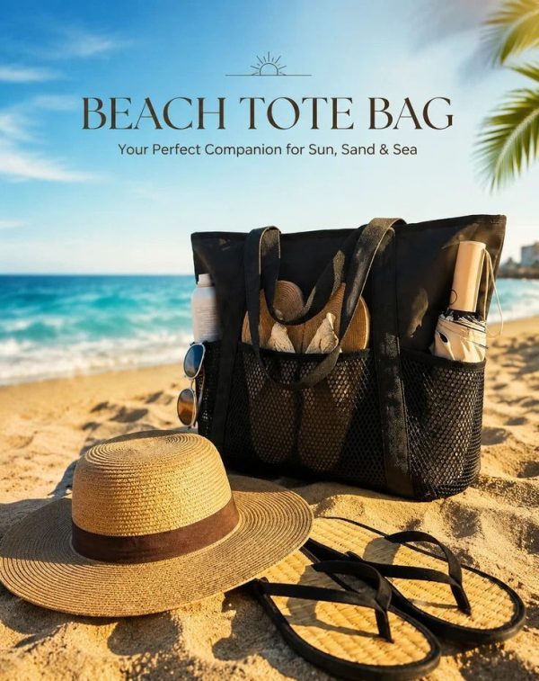 Brown Lightweight Handheld Beach Bag Water Resistant Swim Pouch - Image 4