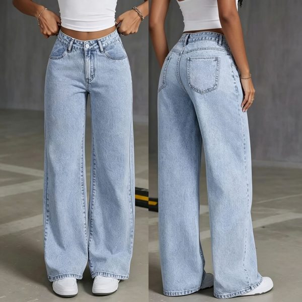 Light Blue Size 2XL (Recommended 70.0-80.0kg / 154.3-176.4lbs) | Relaxed Fit Straight Jeans | Christmas Fresh Comfort Gift | High Waist Hip-Covering Casual Fashion Denim