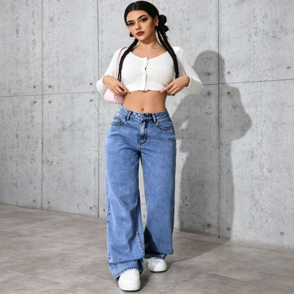 Medium Blue Size XL (Recommended 62.5-70.0kg / 137.8-154.3lbs) | Plus Size Straight Leg Jeans | Halloween Classic Curvy Gift | High Waist Loose Comfortable Fashion Denim - Image 3