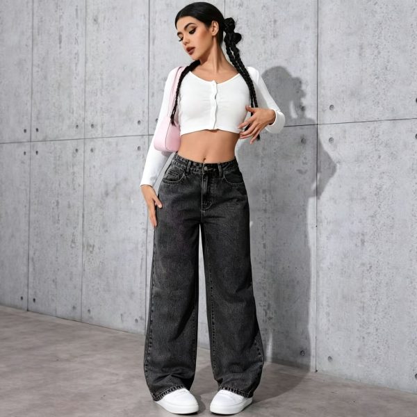Dark Blue Size 5XL (Recommended 92.5-100.0kg / 203.9-220.5lbs) | Extra Large Straight Jeans | Halloween Retro Full Figure Gift | High Waist Loose Fit Denim - Image 4