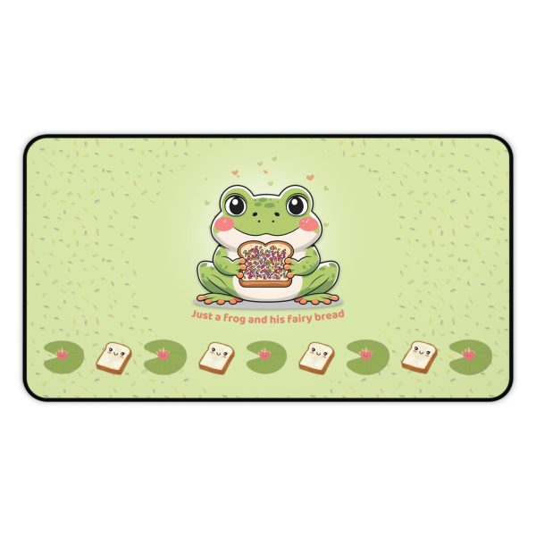 Story Nest Books Cute Frog Desk Mat Kawaii Gaming Mouse Pad Whimsical Office Home Decor Gift For Nature Lovers Pastel Work Or Study - 12" × 22"