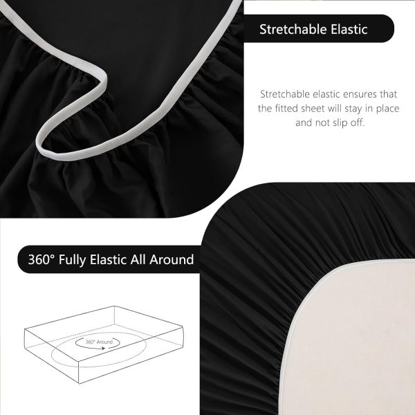 Hotel Soft Bed Sheet Set- Bedding Sheets & Pillowcases -Breathable Bedding - Wrinkle, Fade, Stain Resistant-Deep Pocket Flat Fitted Bed Sheet Set(Black,King) - Image 6