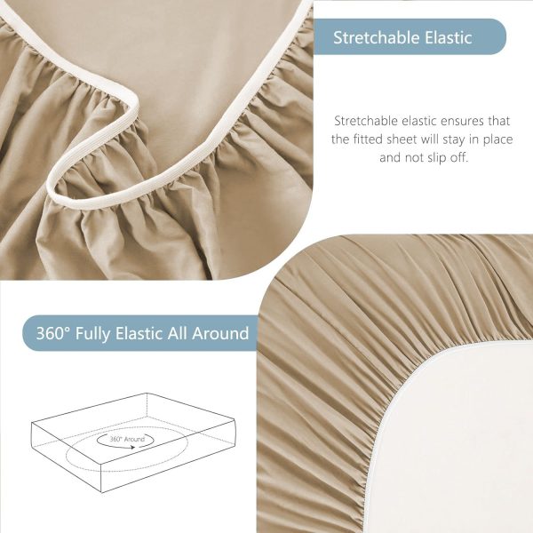 Hotel Soft Bed Sheet Set- Bedding Sheets & Pillowcases -Breathable Bedding - Wrinkle, Fade, Stain Resistant-Deep Pocket Flat Fitted Bed Sheet Set(Camel Beige,King) - Image 7