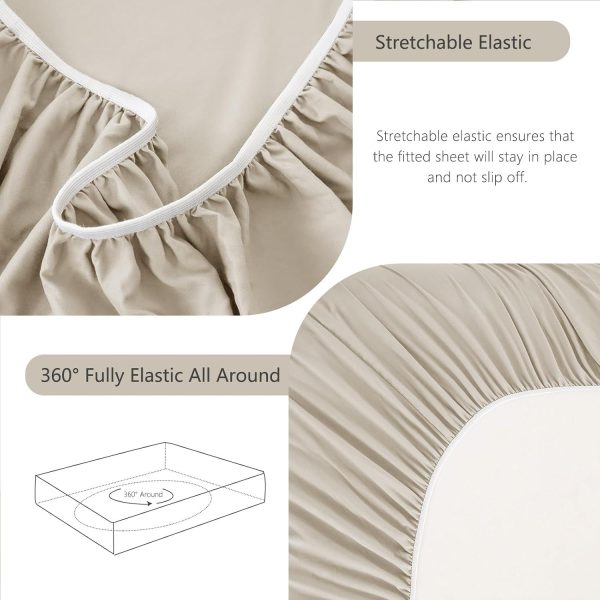 Hotel Soft Bed Sheet Set- Bedding Sheets & Pillowcases -Breathable Bedding - Wrinkle, Fade, Stain Resistant-Deep Pocket Flat Fitted Bed Sheet Set(Cream White,Queen) - Image 6