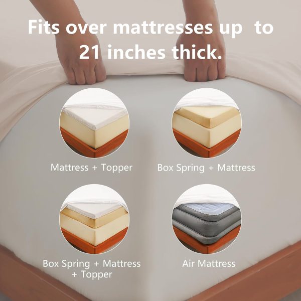 Hotel Soft Bed Sheet Set- Bedding Sheets & Pillowcases -Breathable Bedding - Wrinkle, Fade, Stain Resistant-Deep Pocket Flat Fitted Bed Sheet Set(White,Single) - Image 4