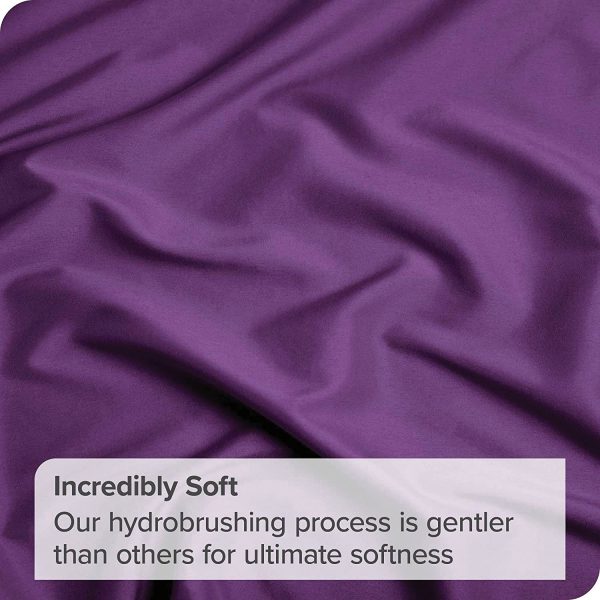 4 Piece Bed Sheet Set- Bedding Sheets & Pillowcases -Breathable Bedding - Wrinkle, Fade, Stain Resistant-Deep Pocket Flat Fitted Bed Sheet Set(Purple,King) - Image 3