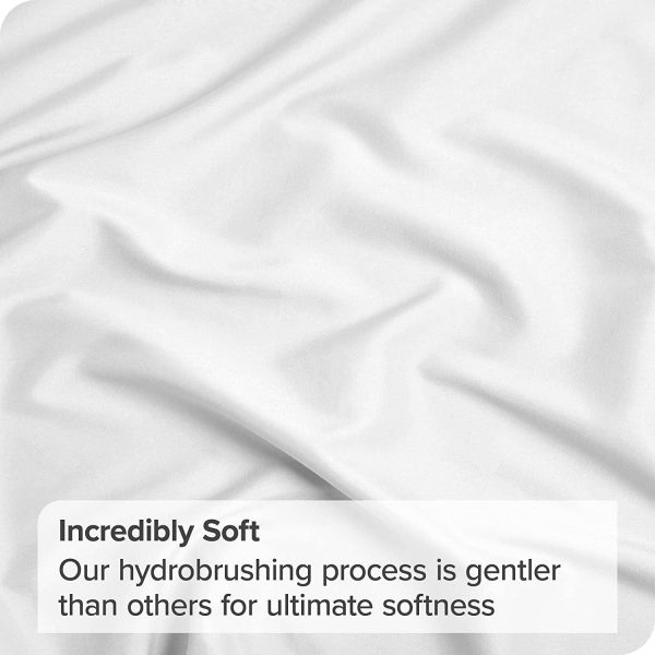 4 Piece Bed Sheet Set- Bedding Sheets & Pillowcases -Breathable Bedding - Wrinkle, Fade, Stain Resistant-Deep Pocket Flat Fitted Bed Sheet Set(White,Queen) - Image 3