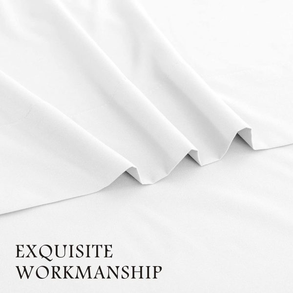 4 Piece Bed Sheet Set- Bedding Sheets & Pillowcases -Breathable Bedding - Wrinkle, Fade, Stain Resistant-Deep Pocket Flat Fitted Bed Sheet Set(White,Queen) - Image 4