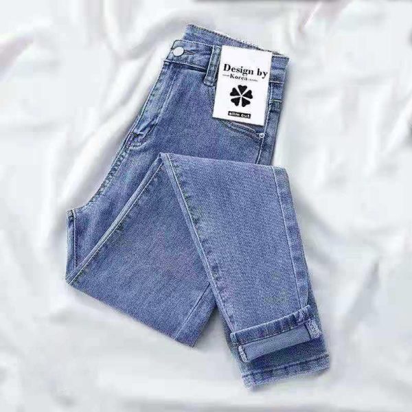 Women Jeans High Waist Cotton Stretch Grey Blue and Gray 33 - Image 3